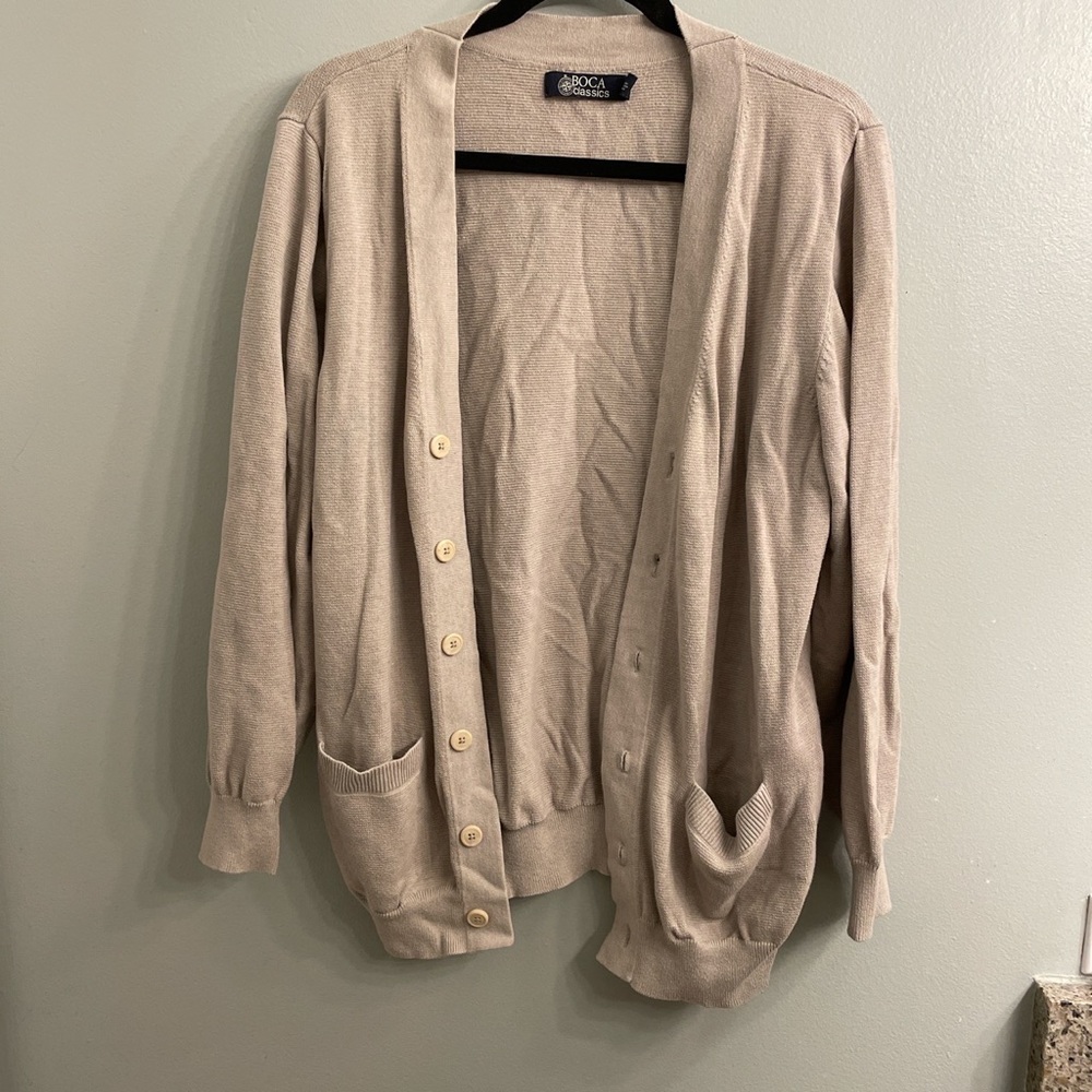Tan open knit cardigan